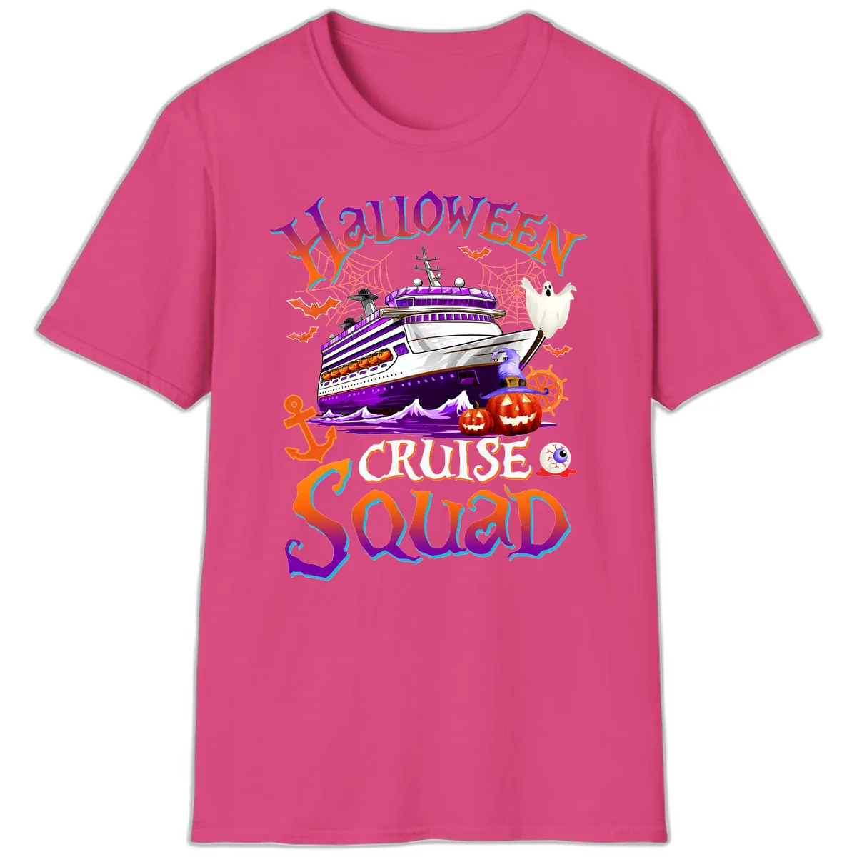 Halloween Cruise Squad T-Shirt in Heliconia