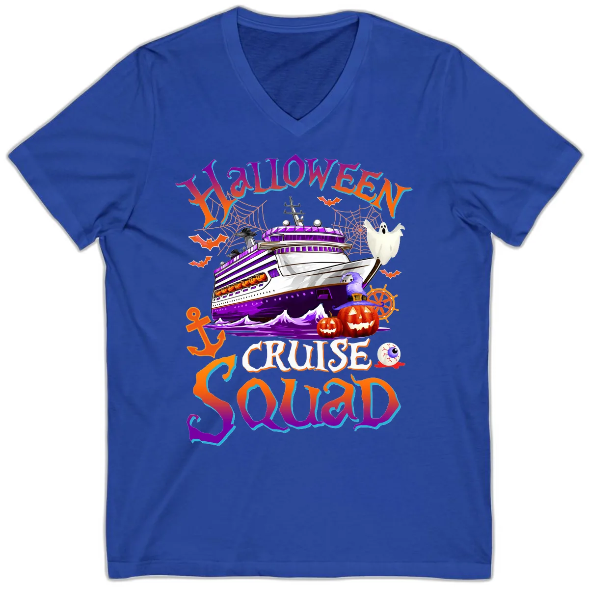 Halloween Cruise Squad V-Neck in True Royal