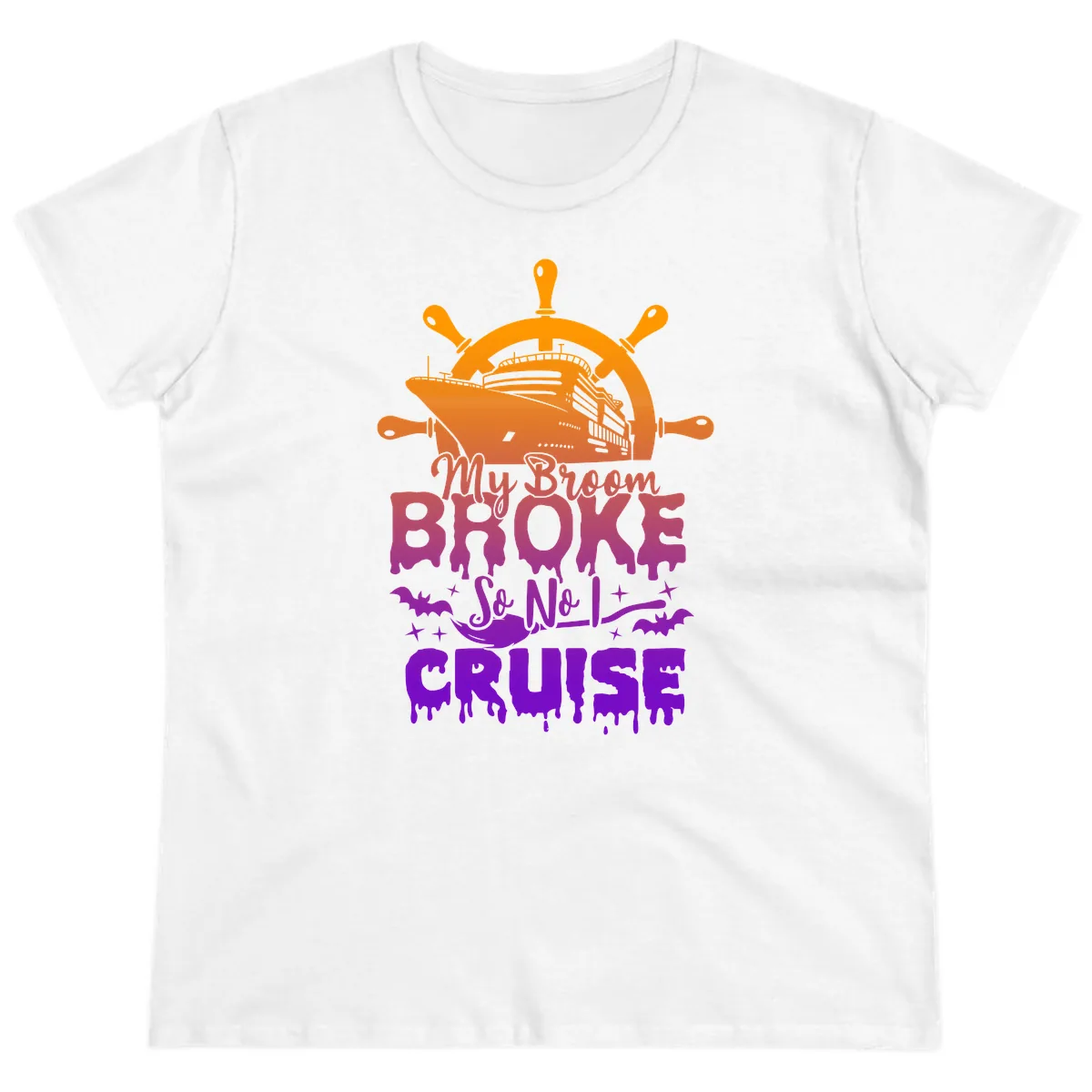 My Broom So No I Cruise Ladies Tee in White