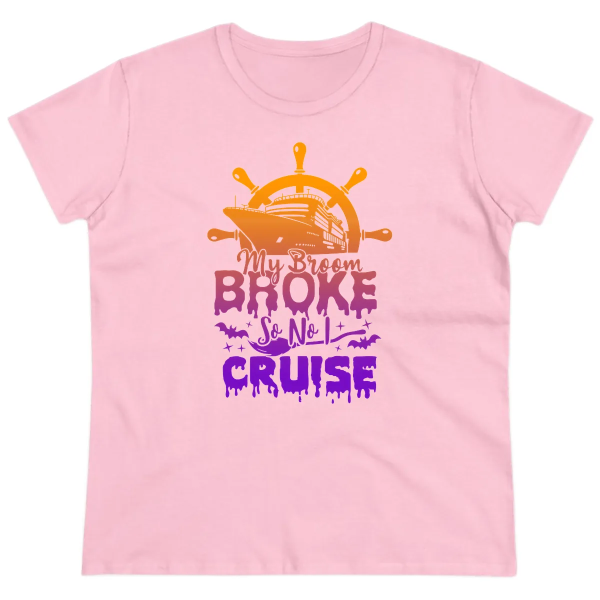 My Broom So No I Cruise Ladies Tee in Light Pink