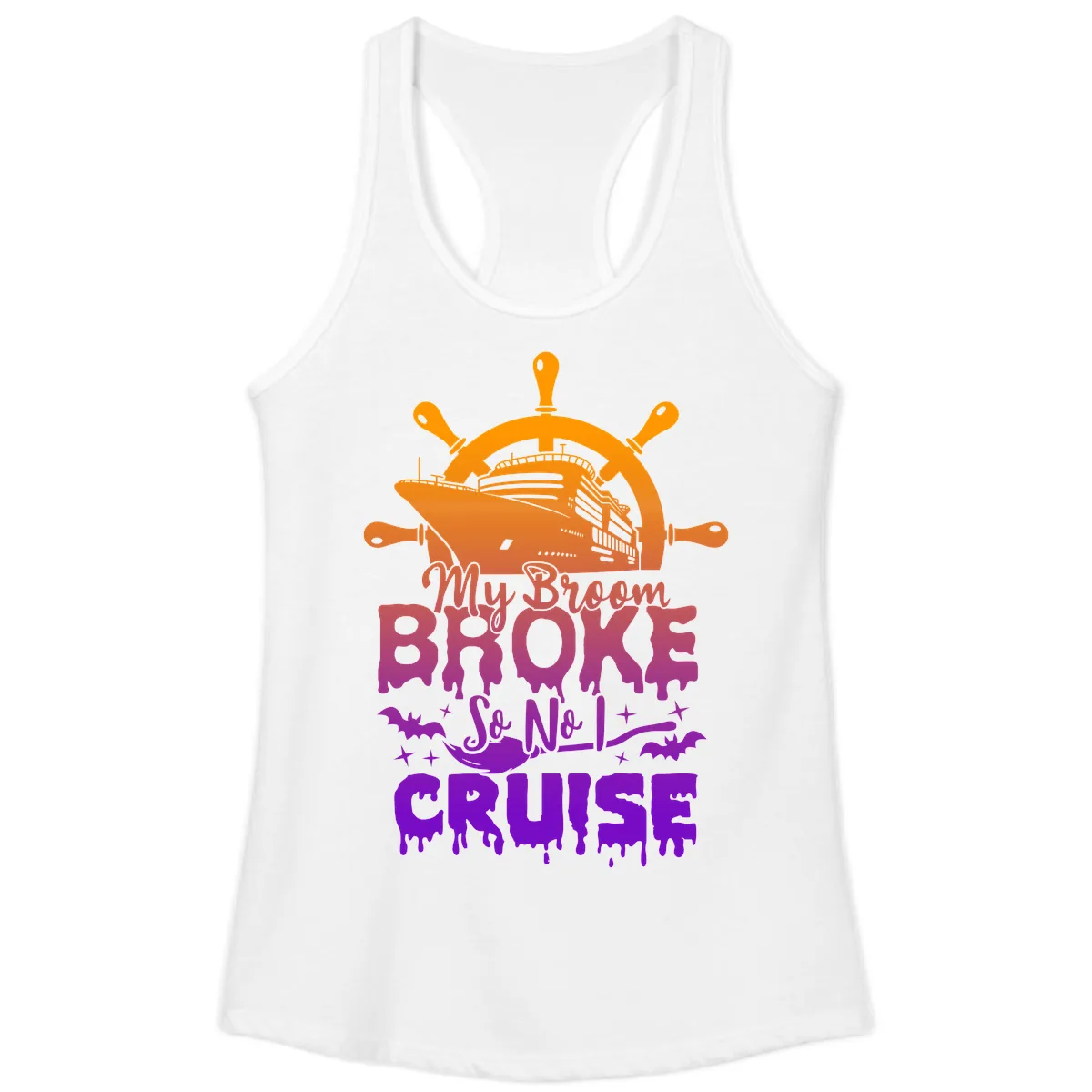 My Broom So No I Cruise Ladies Tank in White