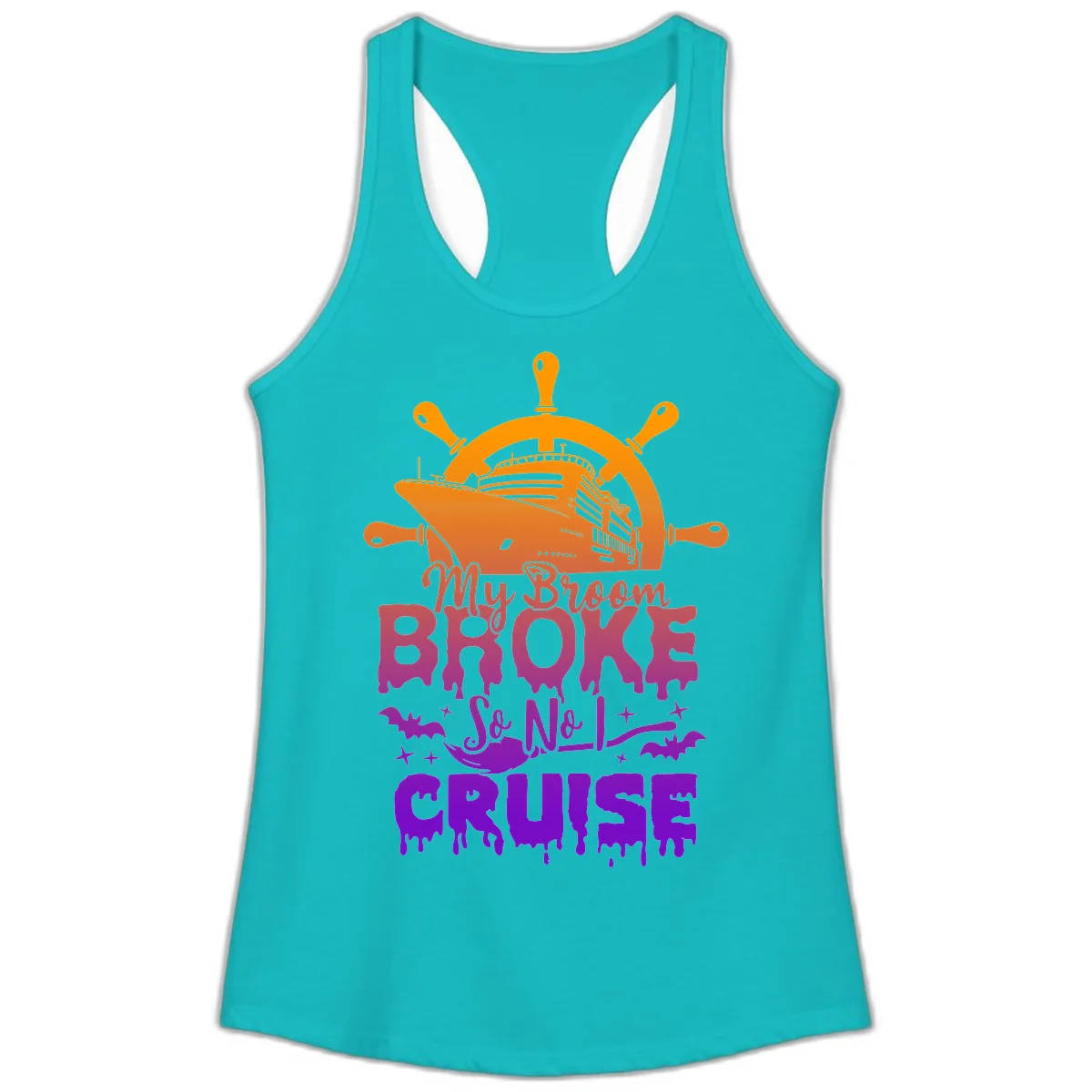 My Broom So No I Cruise Ladies Tank in Tahiti Blue