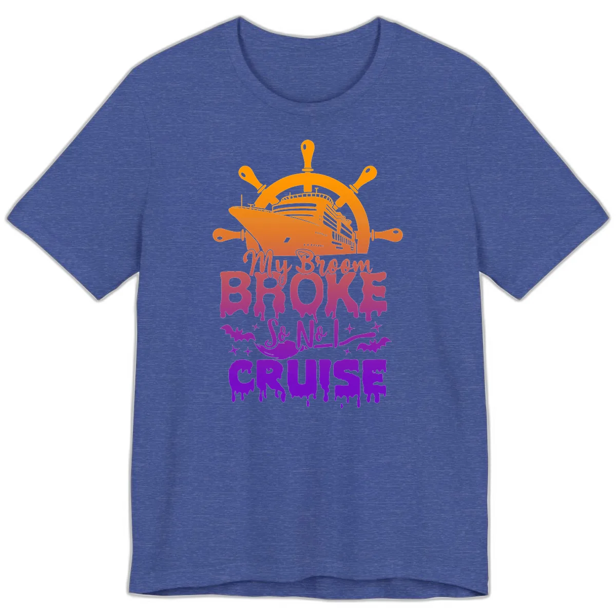 My Broom So No I Cruise Premium T-Shirt in Heather True Royal