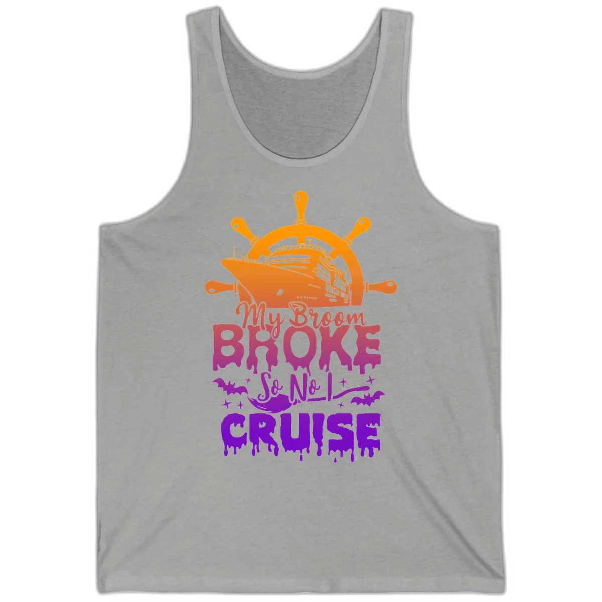 My Broom So No I Cruise Tank in Athletic Heather