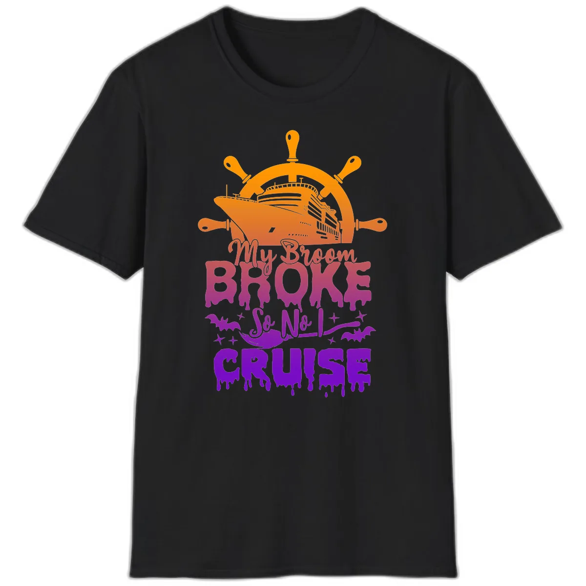 My Broom So No I Cruise T-Shirt in Black