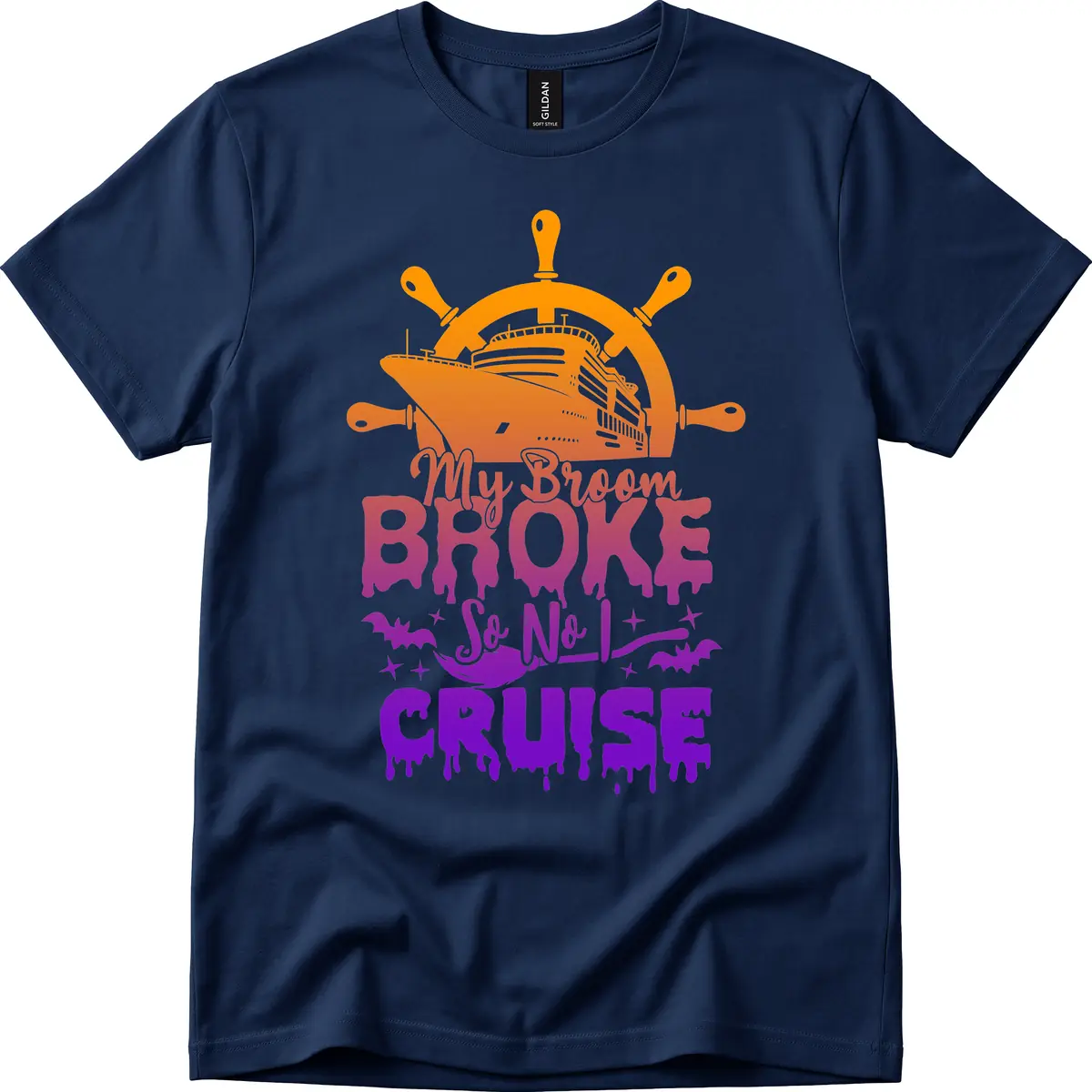 My Broom So No I Cruise T-Shirt in Navy
