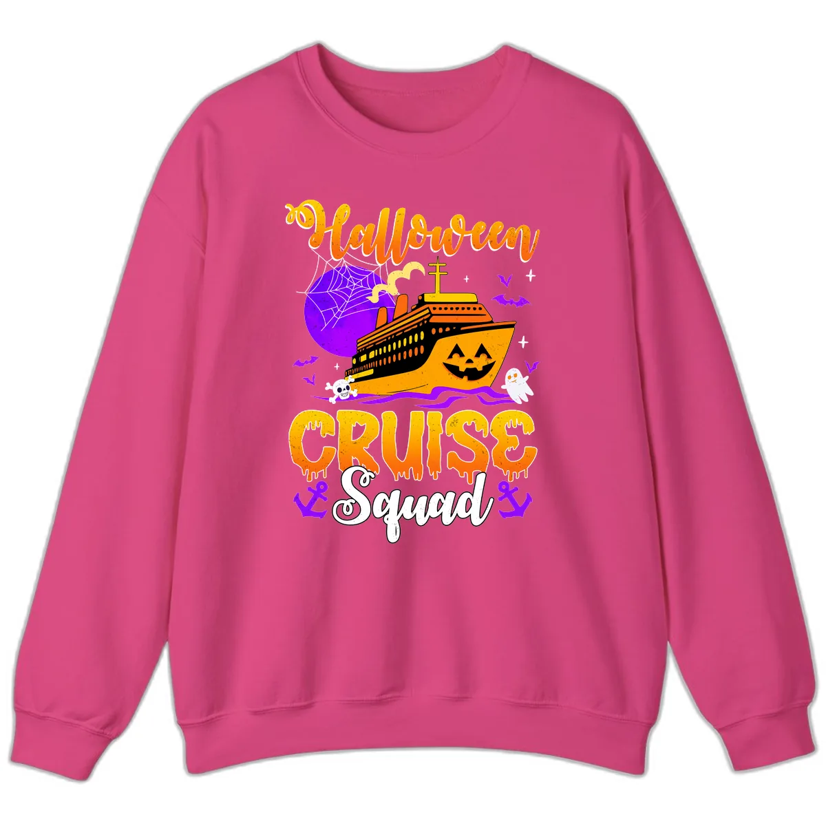 Halloween Cruise Squad Sweatshirt in Heliconia