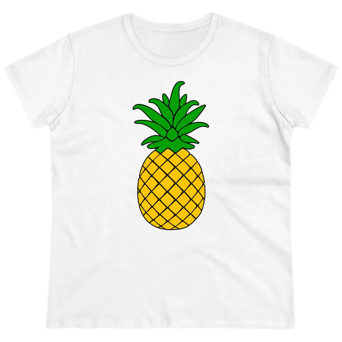 Tropical Pineapple Crown Ladies Tee in White