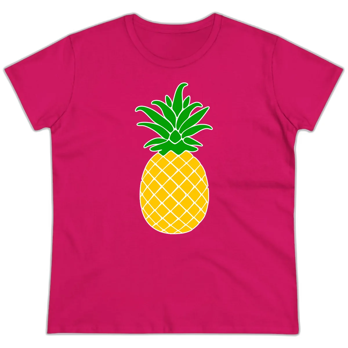 Tropical Pineapple Crown Ladies Tee in Heliconia