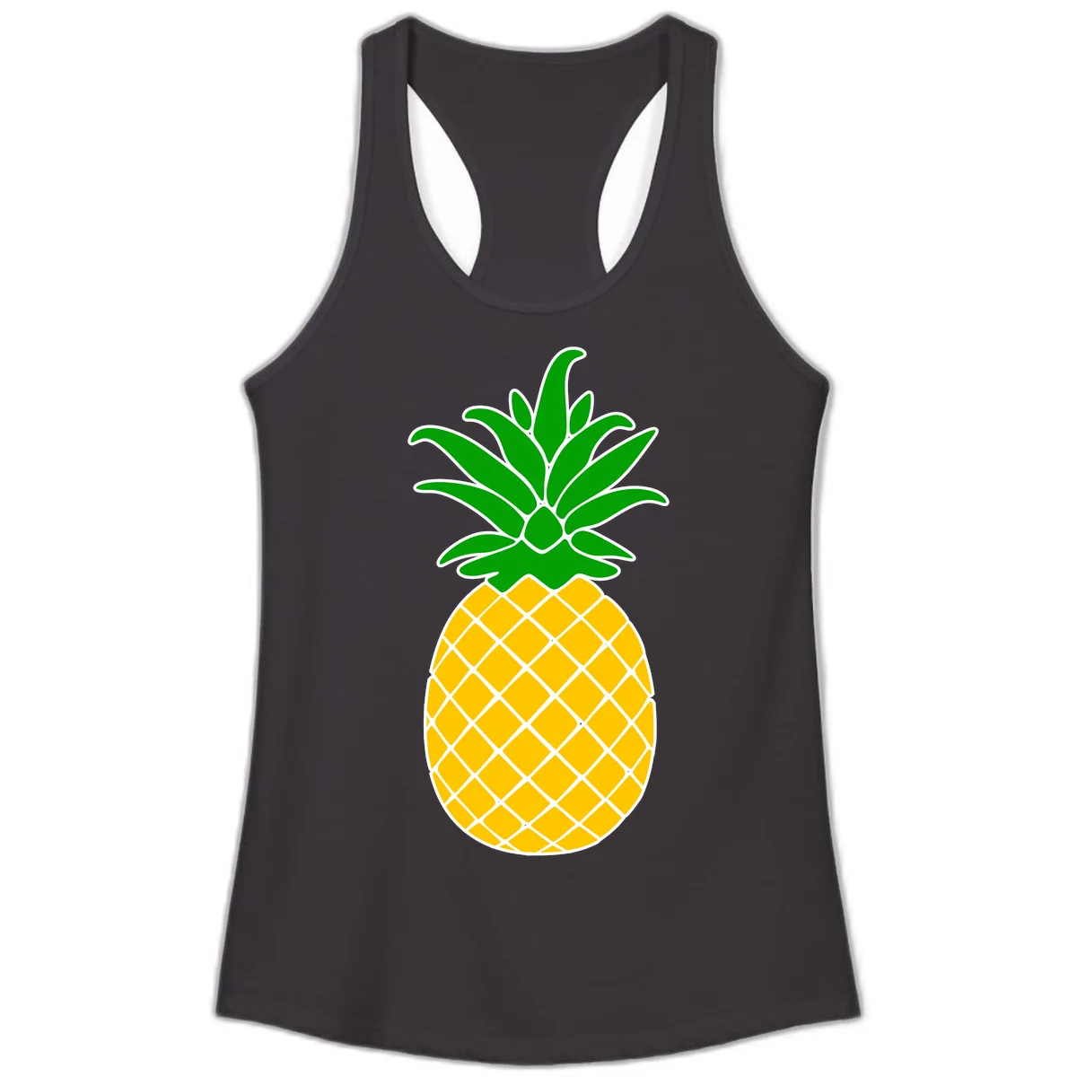 Tropical Pineapple Crown Ladies Tank in Black