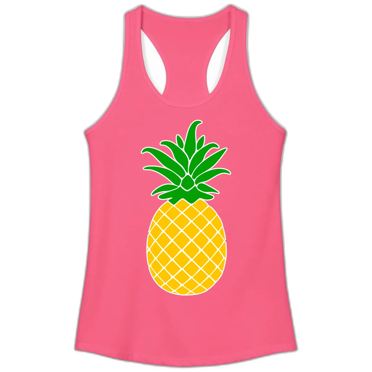 Tropical Pineapple Crown Ladies Tank in Solid Hot Pink