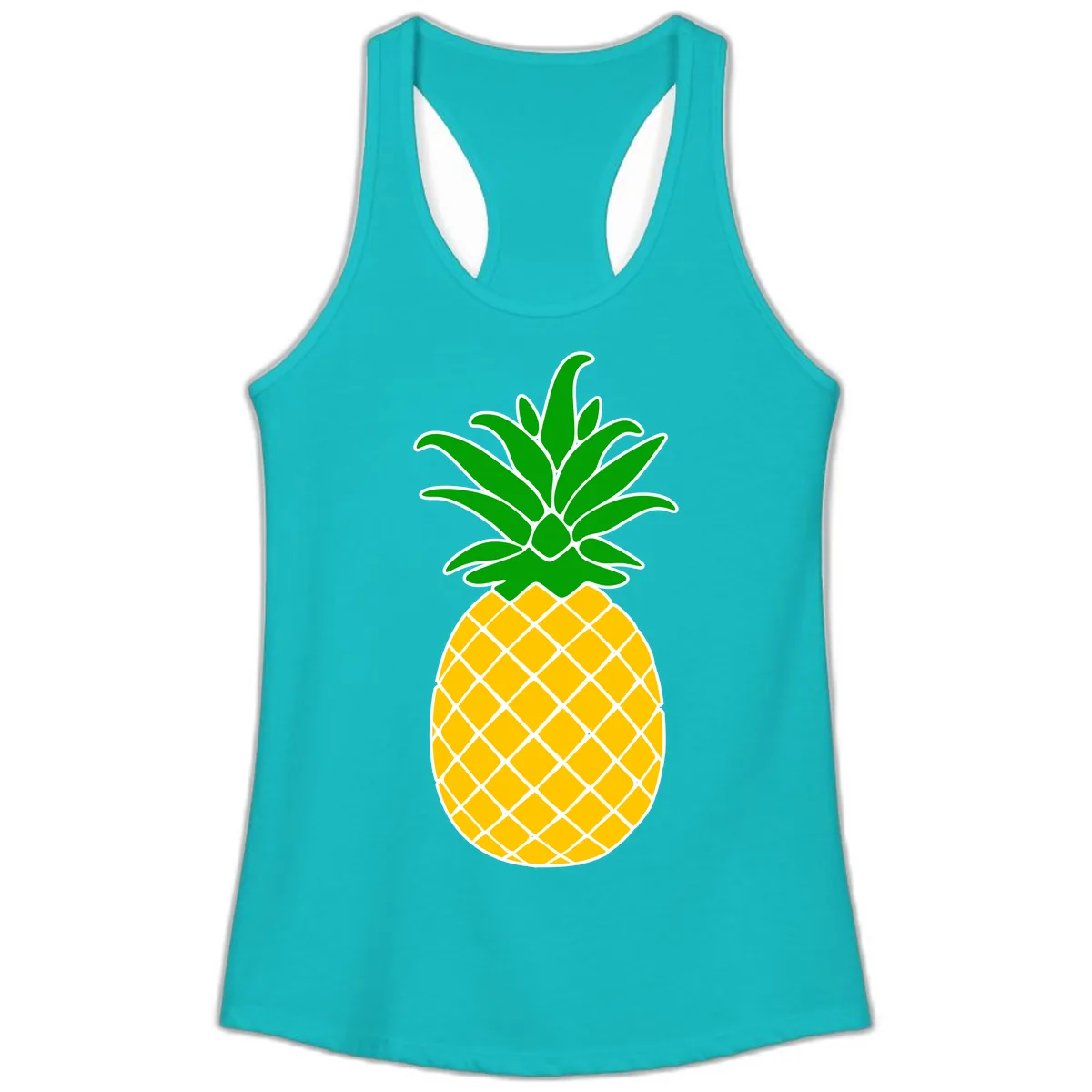 Tropical Pineapple Crown Ladies Tank in Tahiti Blue