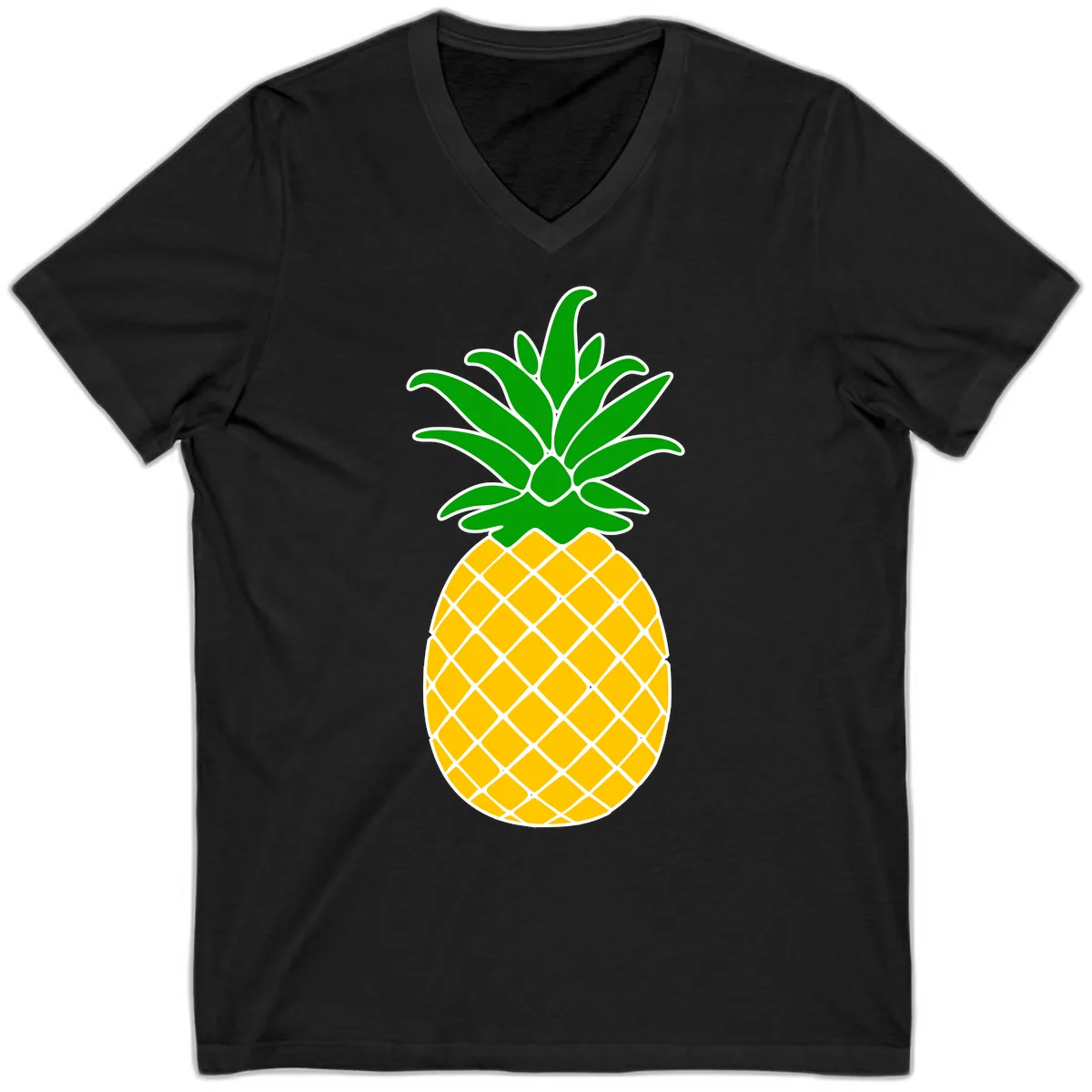 Tropical Pineapple Crown V-Neck in Black