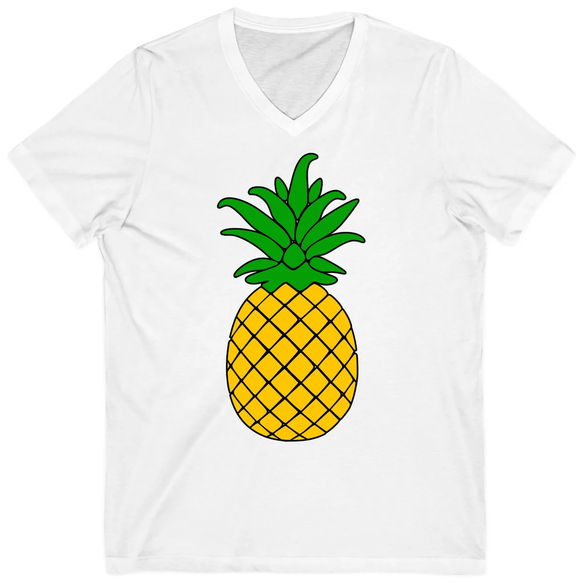 Tropical Pineapple Crown V-Neck in White