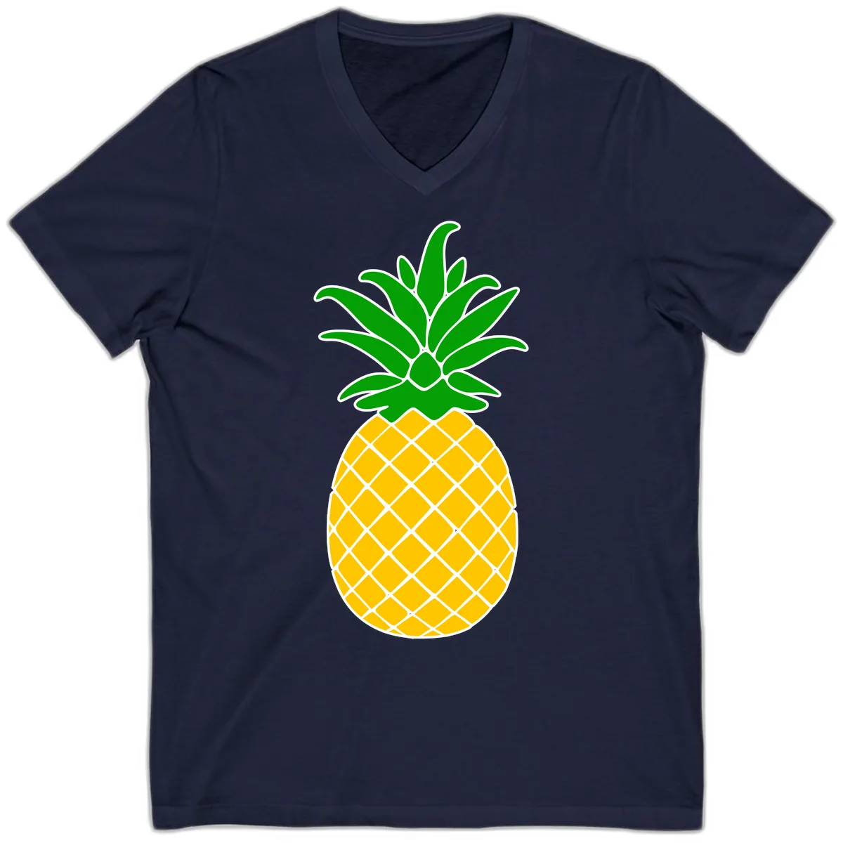Tropical Pineapple Crown V-Neck in Navy