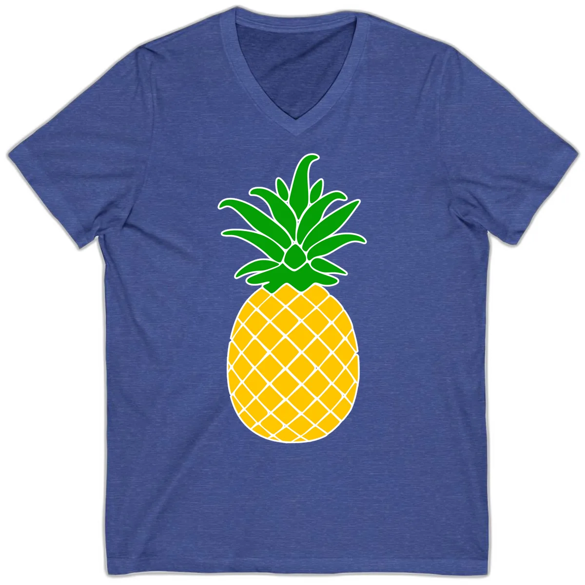 Tropical Pineapple Crown V-Neck in Heather True Royal