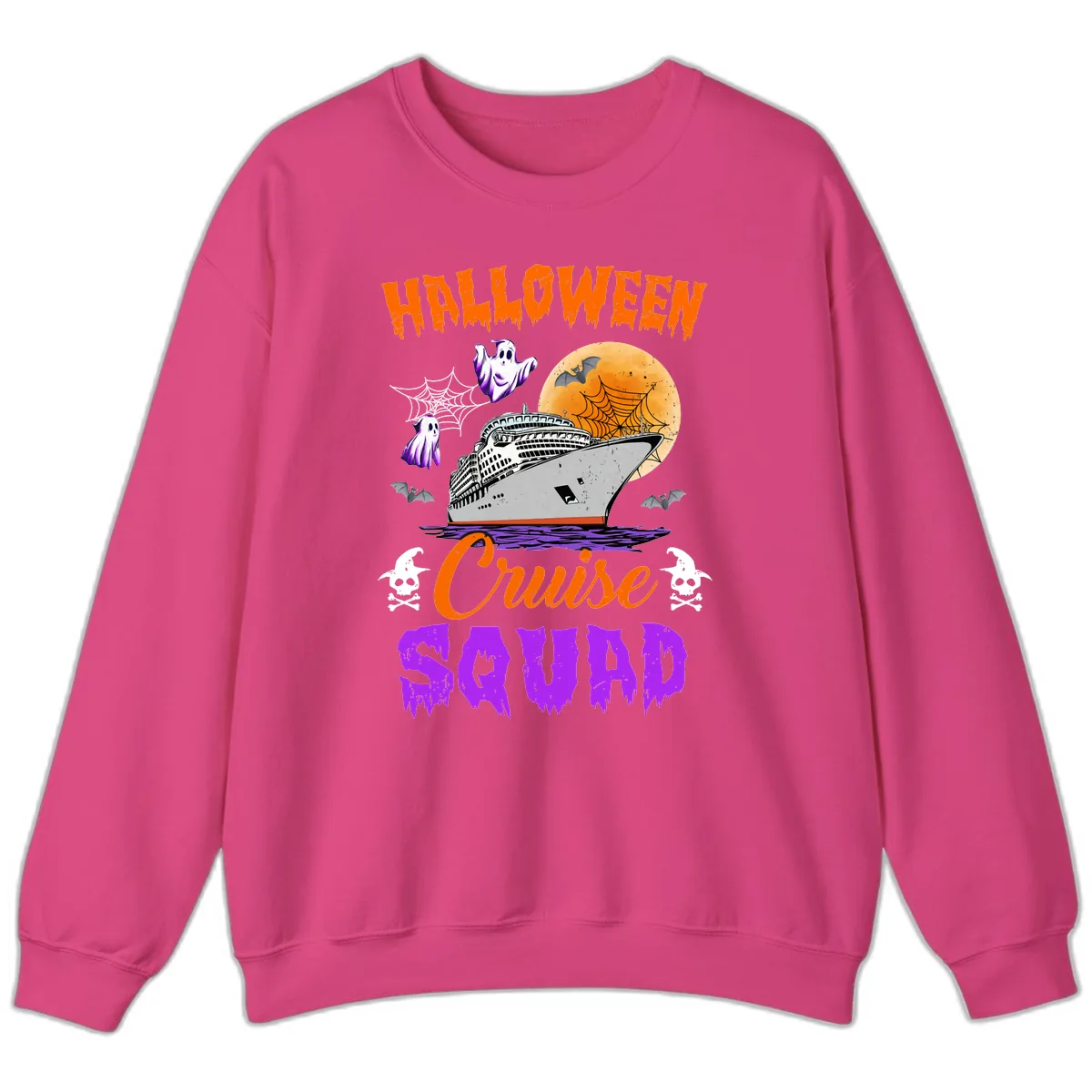 Halloween Cruise Squad Sweatshirt in Heliconia