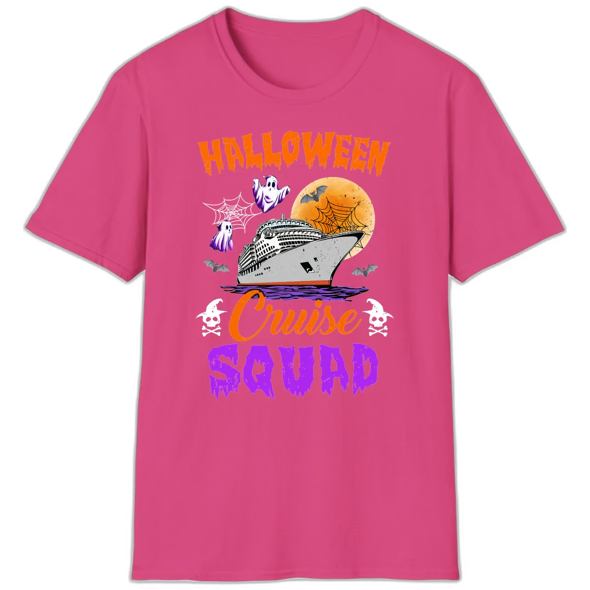 Halloween Cruise Squad T-Shirt in Heliconia