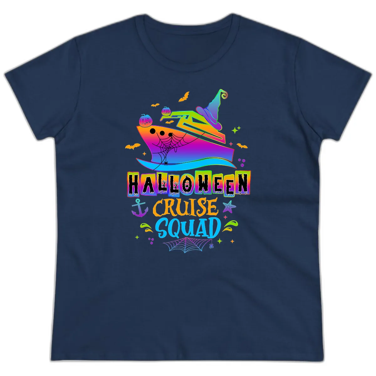 Halloween Cruise Squad Ladies Tee in Navy