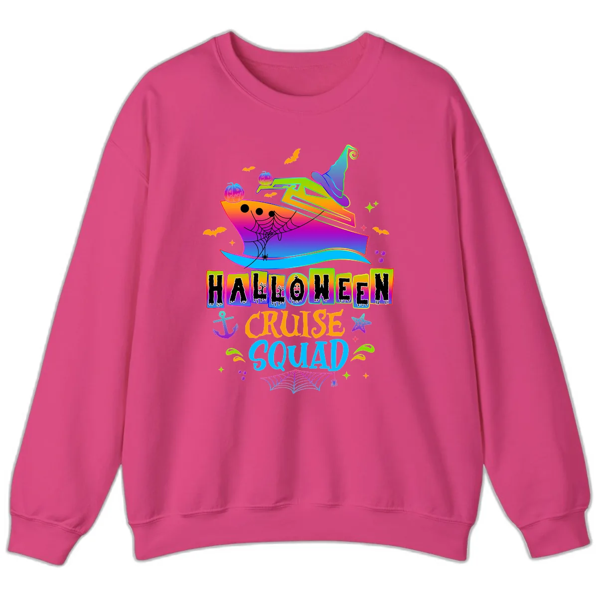 Halloween Cruise Squad Sweatshirt in Heliconia