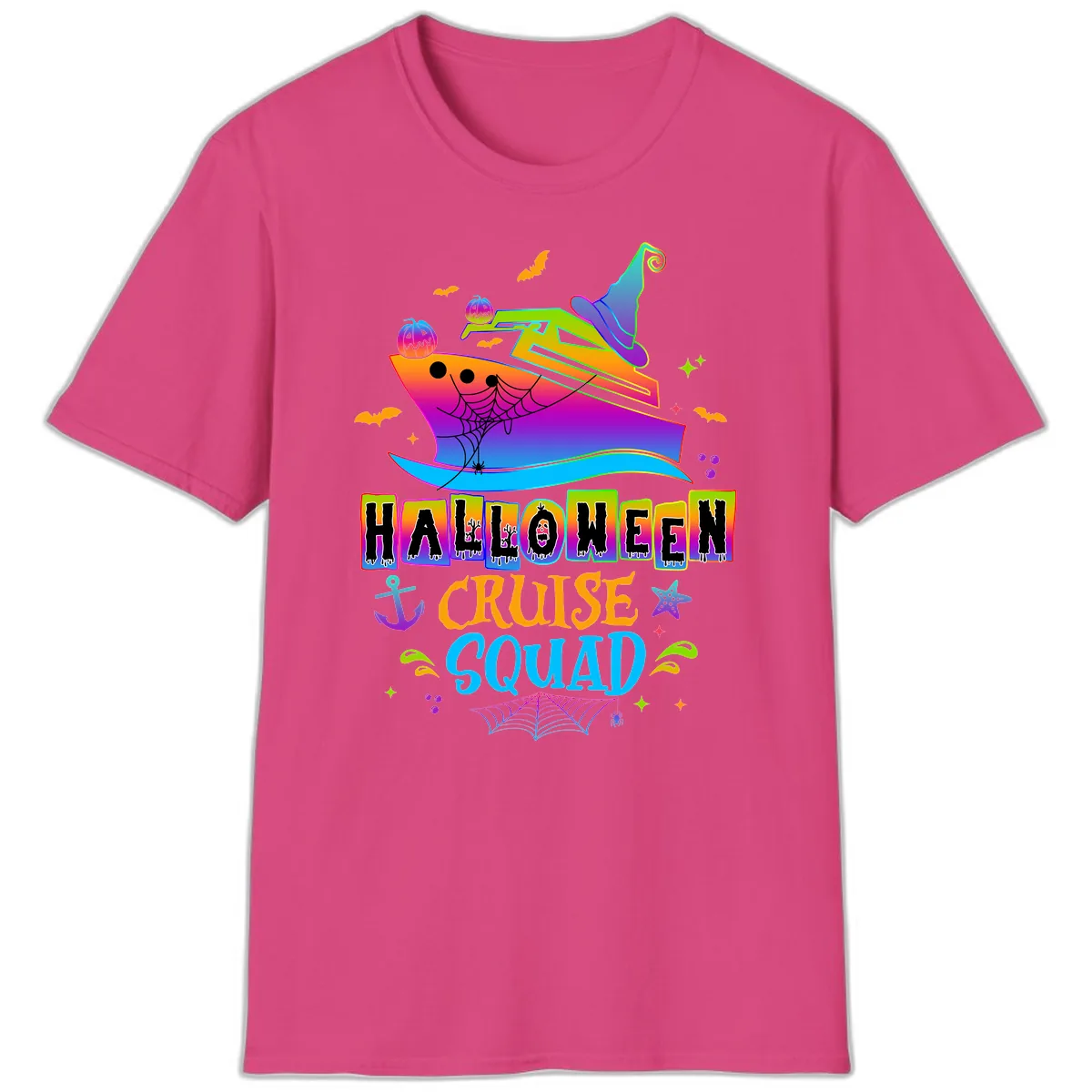 Halloween Cruise Squad T-Shirt in Heliconia
