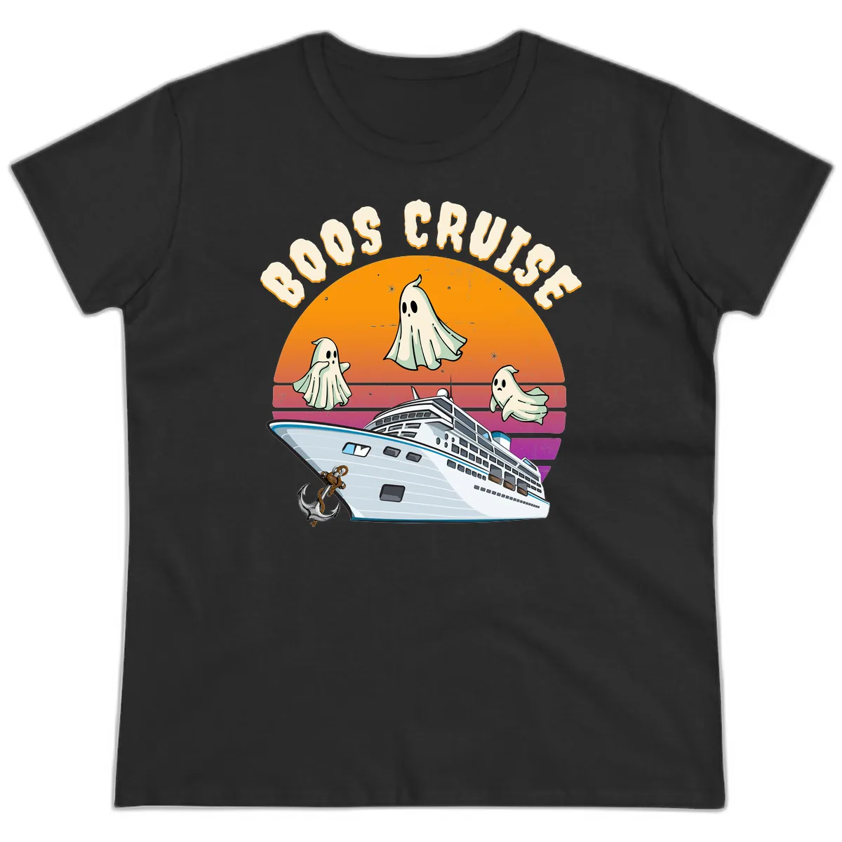 Boo Cruise Ship Ladies Tee in Black
