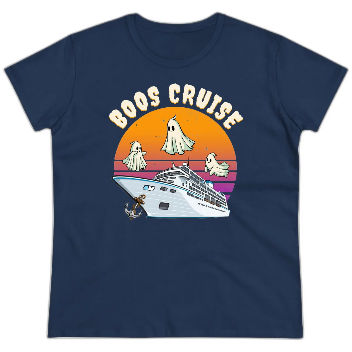 Boo Cruise Ship Ladies Tee in Navy