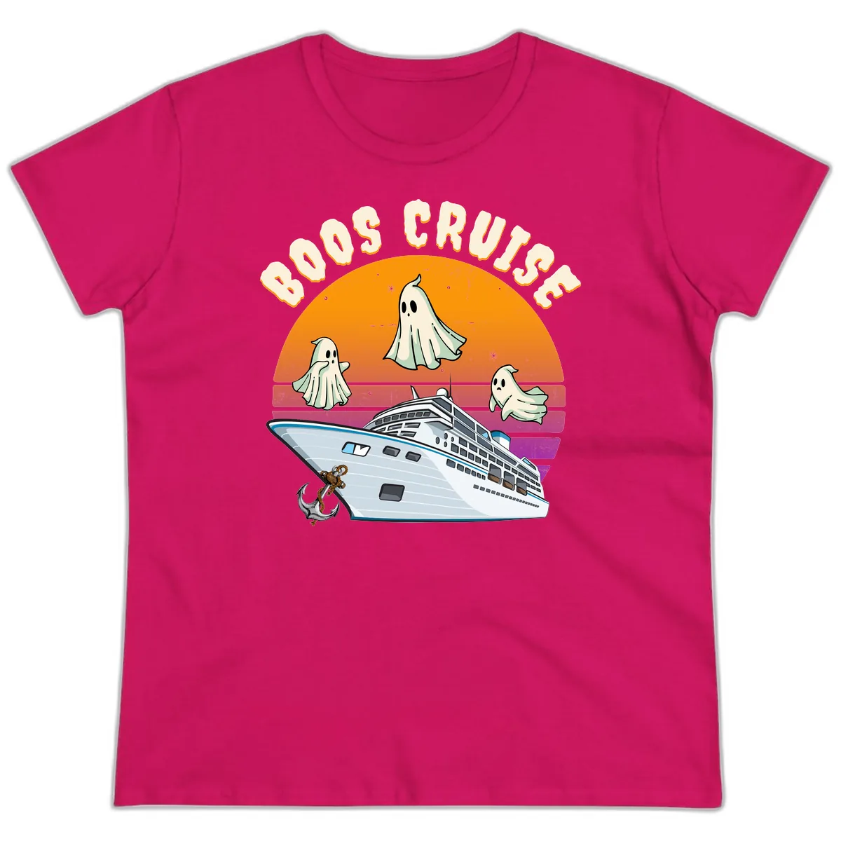 Boo Cruise Ship Ladies Tee in Heliconia