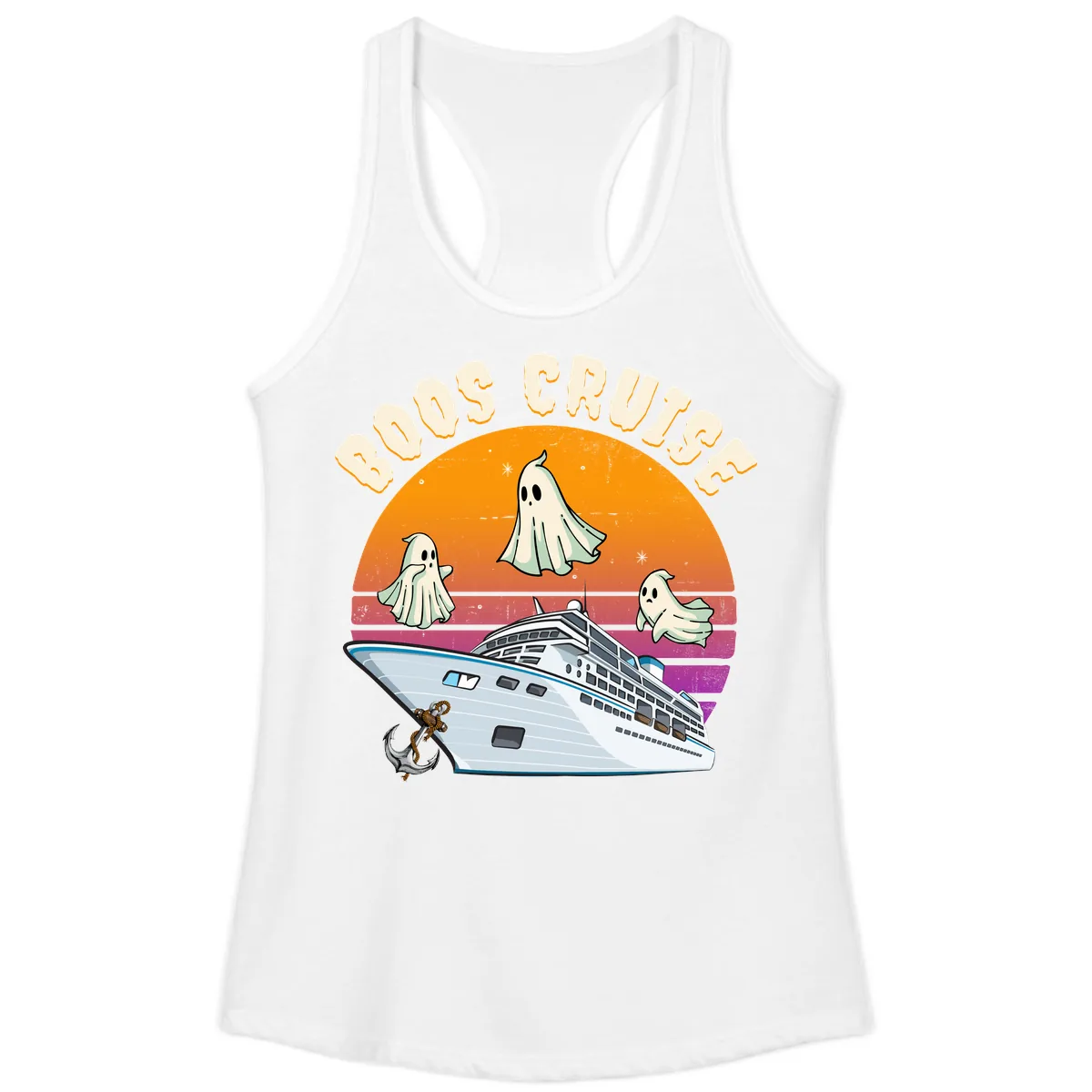 Boo Cruise Ship Ladies Tank in White