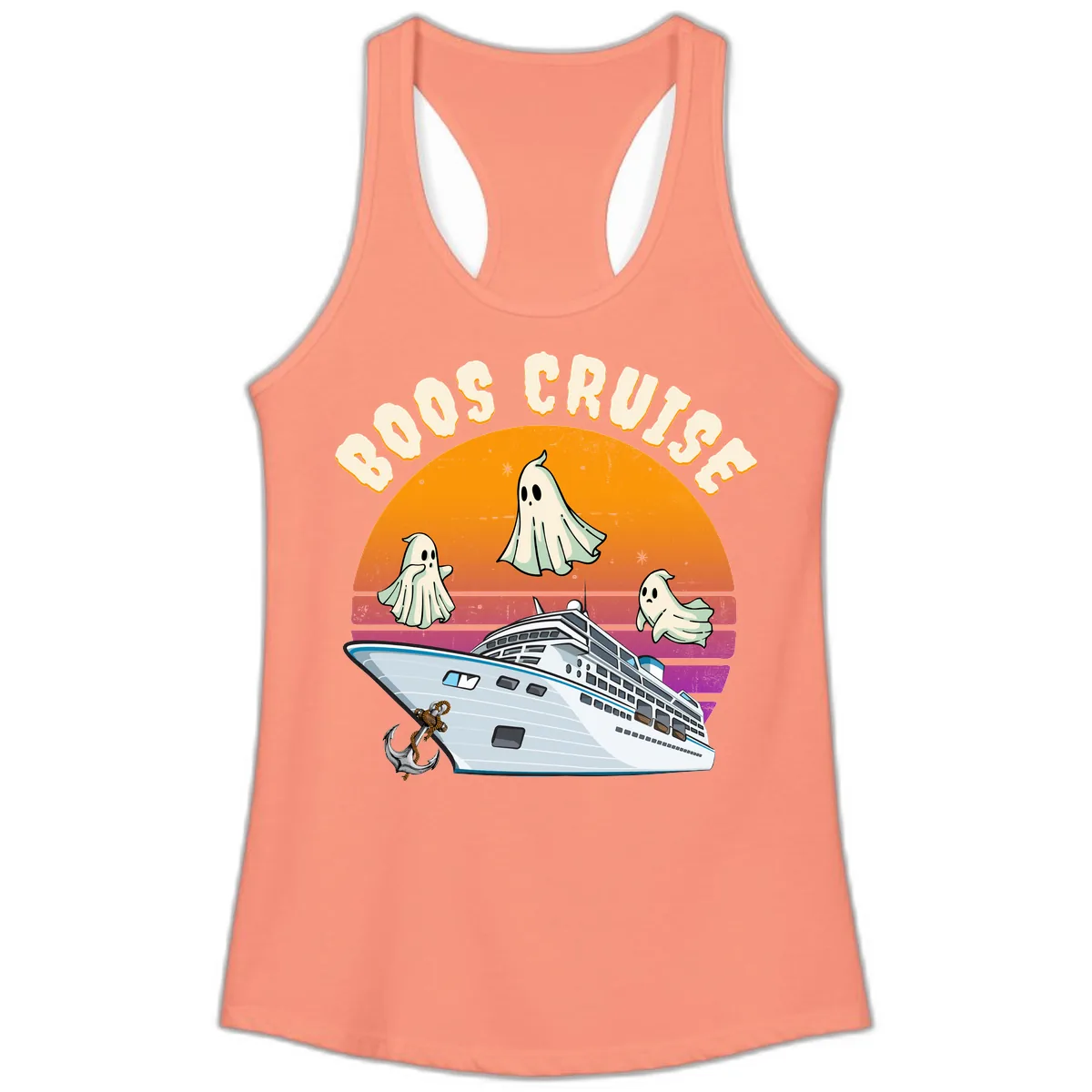 Boo Cruise Ship Ladies Tank in Solid Light Orange