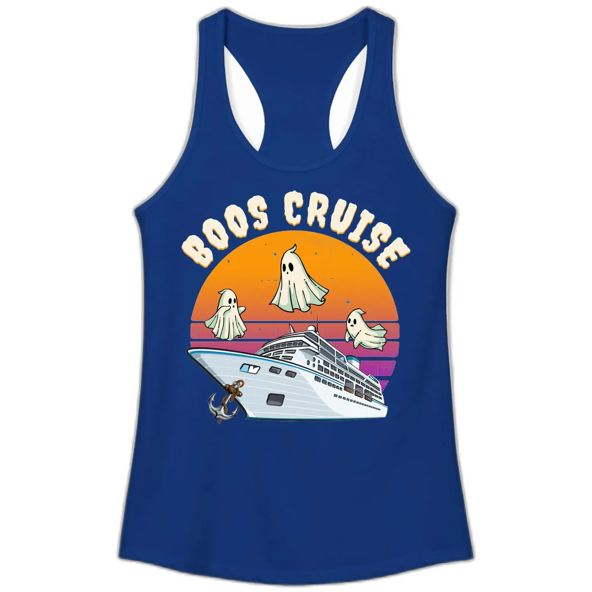 Boo Cruise Ship Ladies Tank in Solid Royal