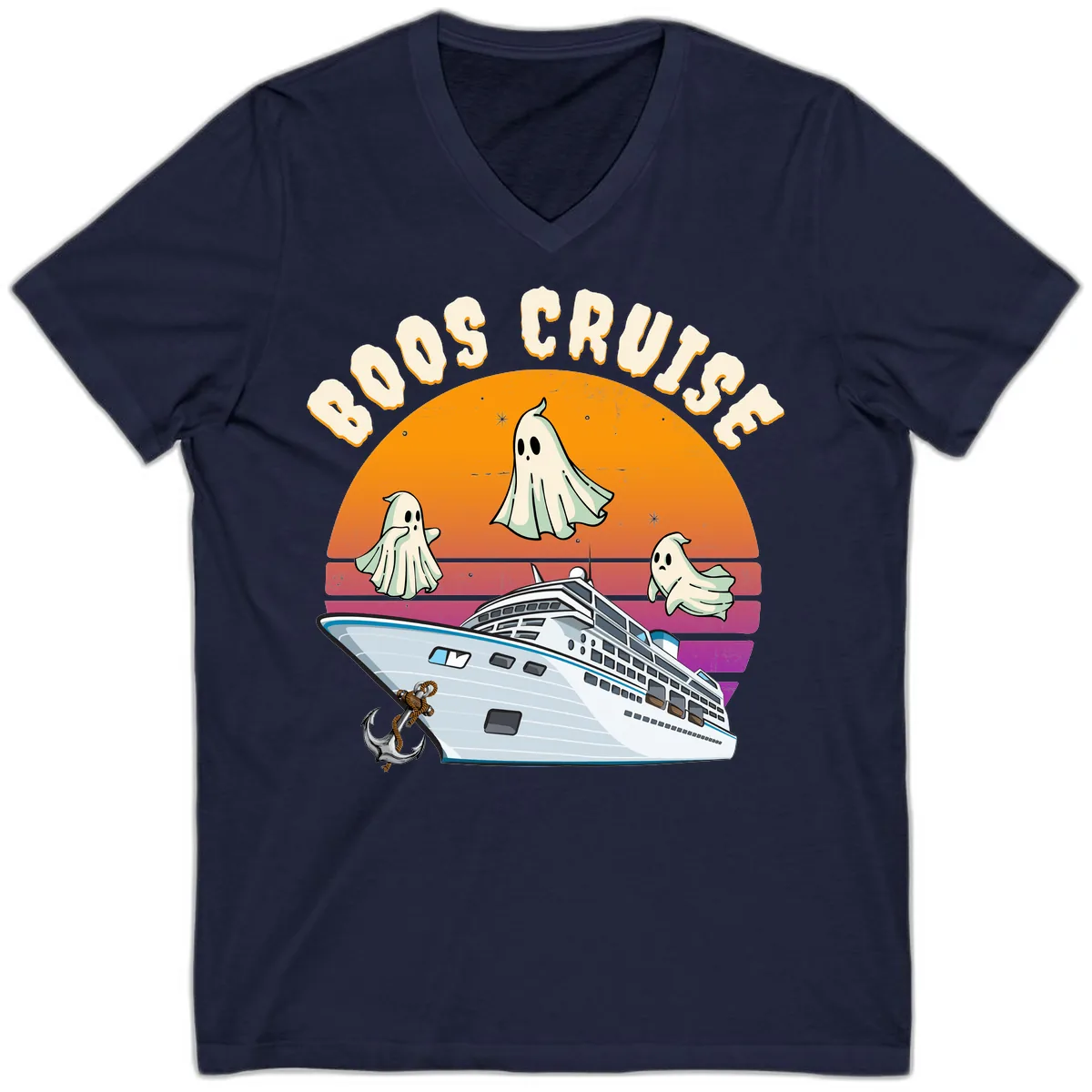Boo Cruise Ship V-Neck in Navy
