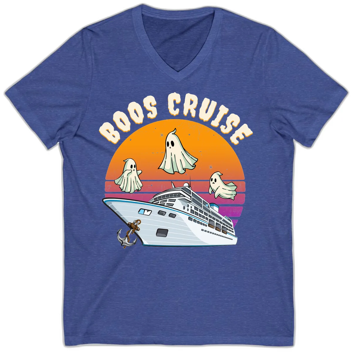 Boo Cruise Ship V-Neck in Heather True Royal