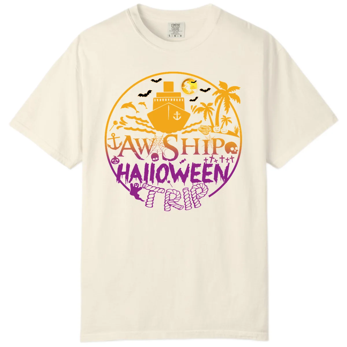 Ship Halloween Cruise Comfort Color in Ivory
