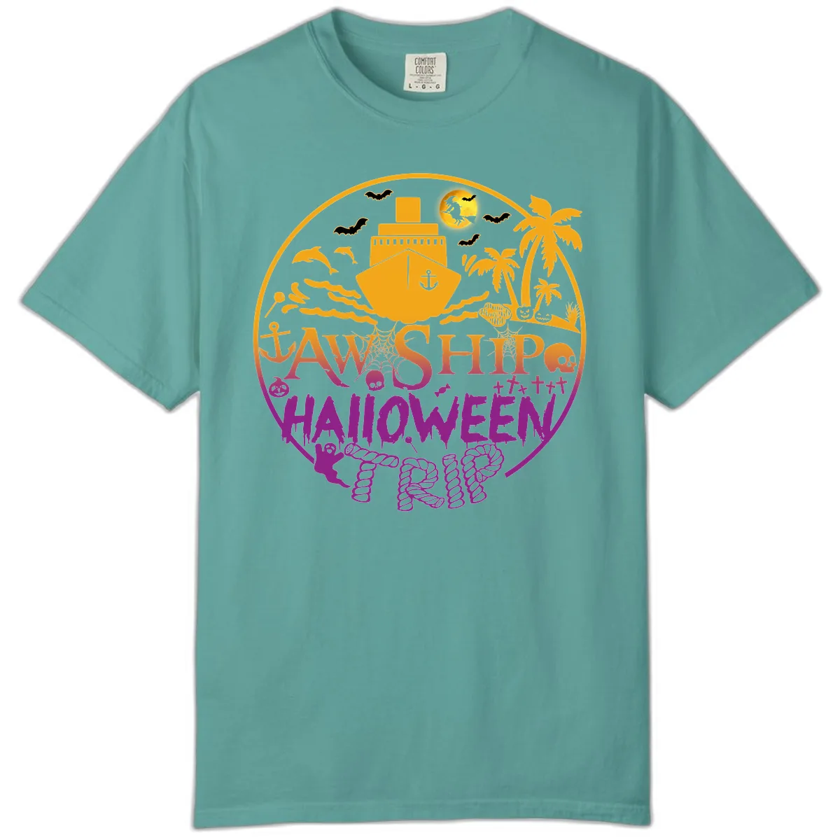 Ship Halloween Cruise Comfort Color in Seafoam