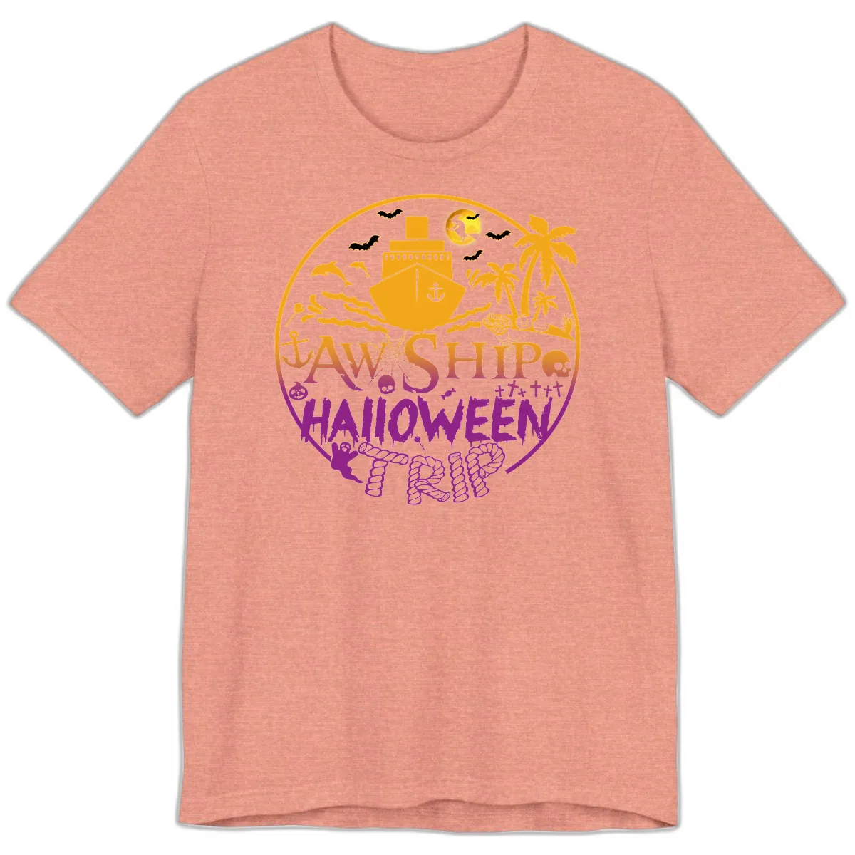 Ship Halloween Cruise Premium T-Shirt in Heather Sunset