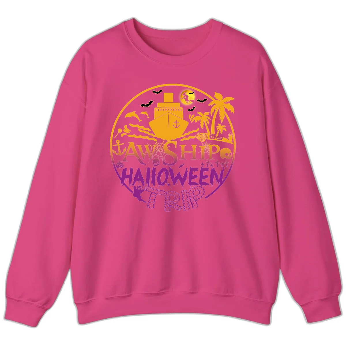 Ship Halloween Cruise Sweatshirt in Heliconia