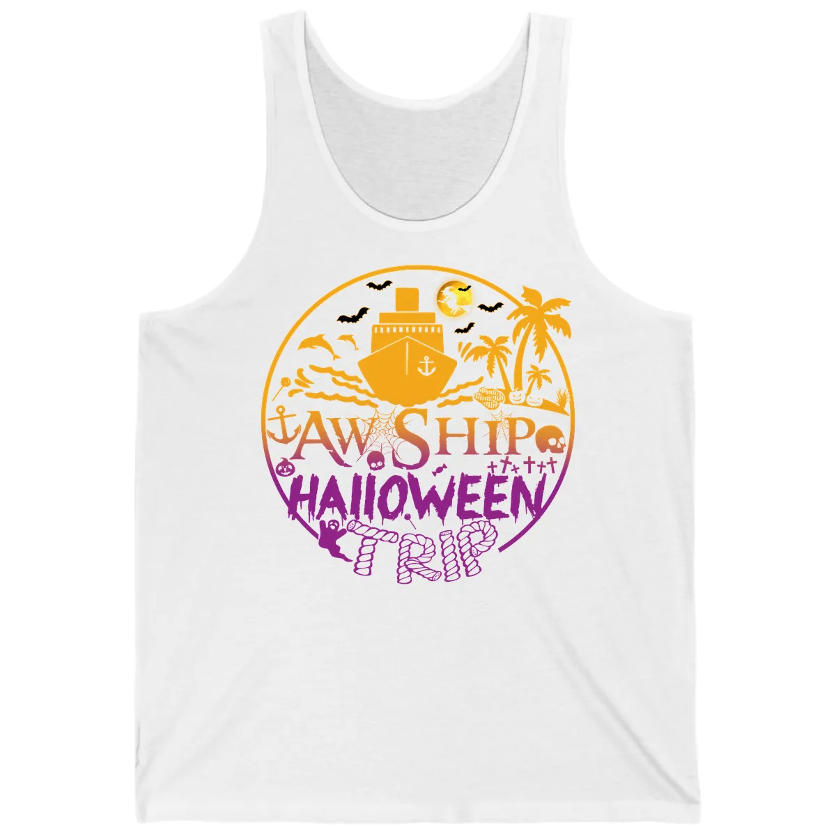 Ship Halloween Cruise Tank in White