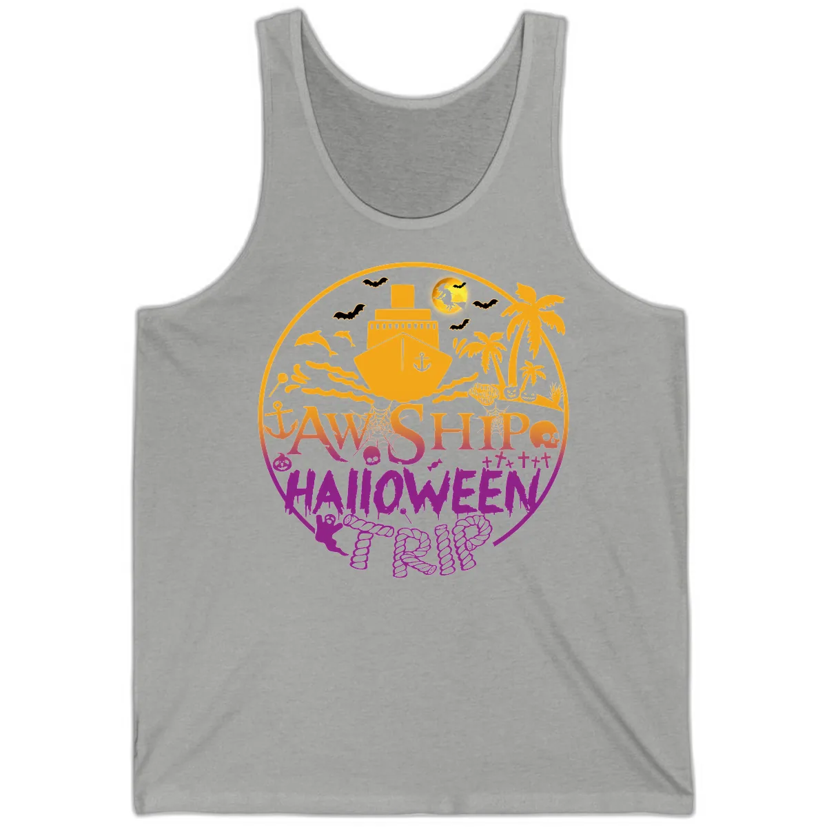 Ship Halloween Cruise Tank in Athletic Heather