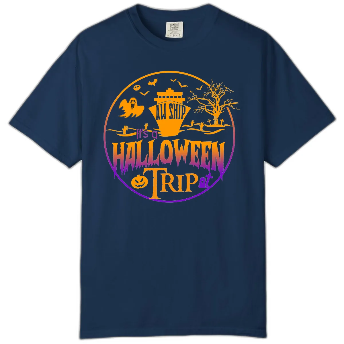 It's A Halloween Trip Comfort Color in Navy