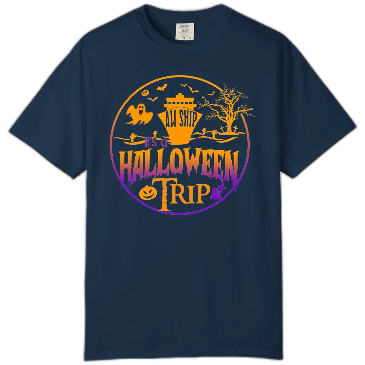It's A Halloween Trip Comfort Color in True Navy
