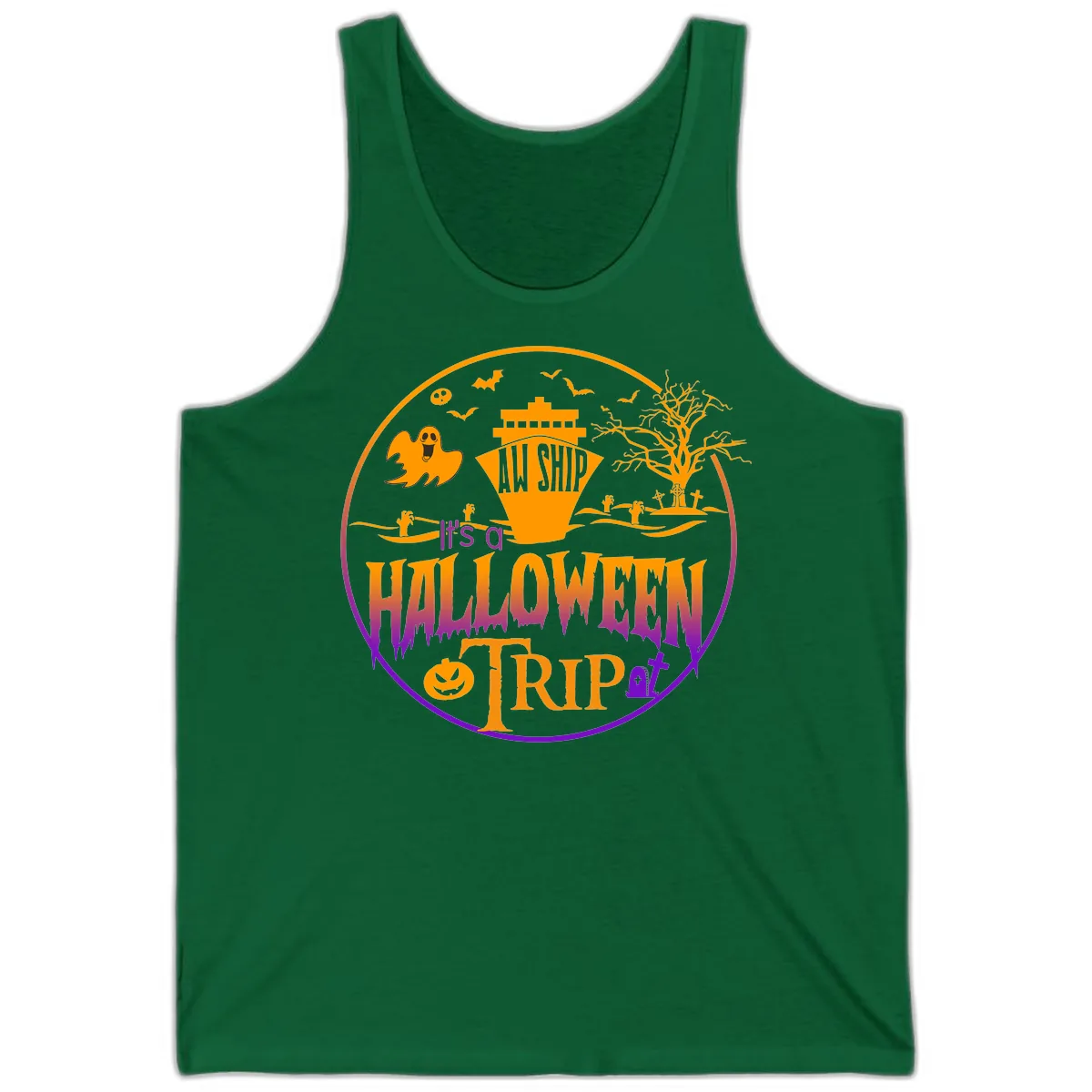 It's A Halloween Trip Tank in Kelly