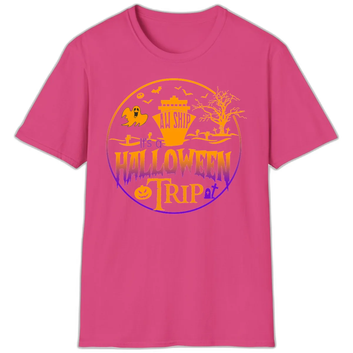 It's A Halloween Trip T-Shirt in Heliconia