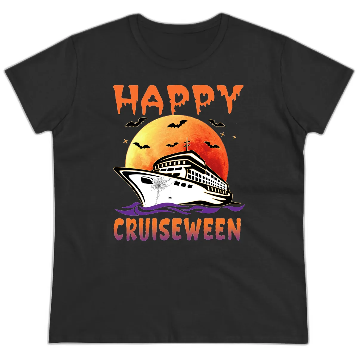 Happy Cruiseween Ladies Tee in Black