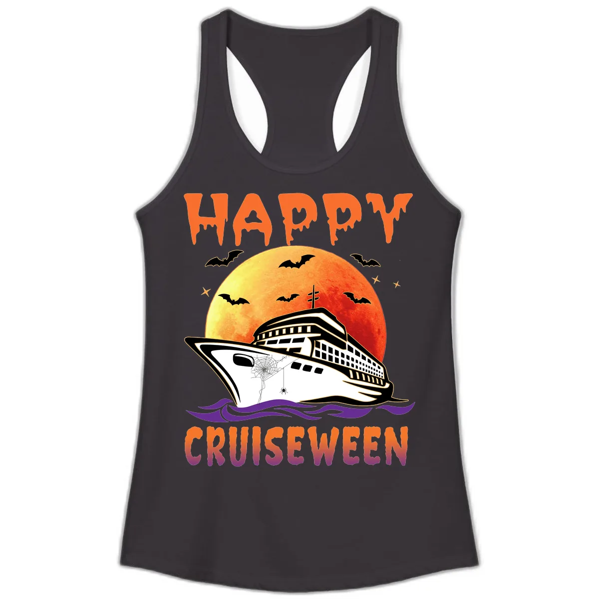 Happy Cruiseween Ladies Tank in Black
