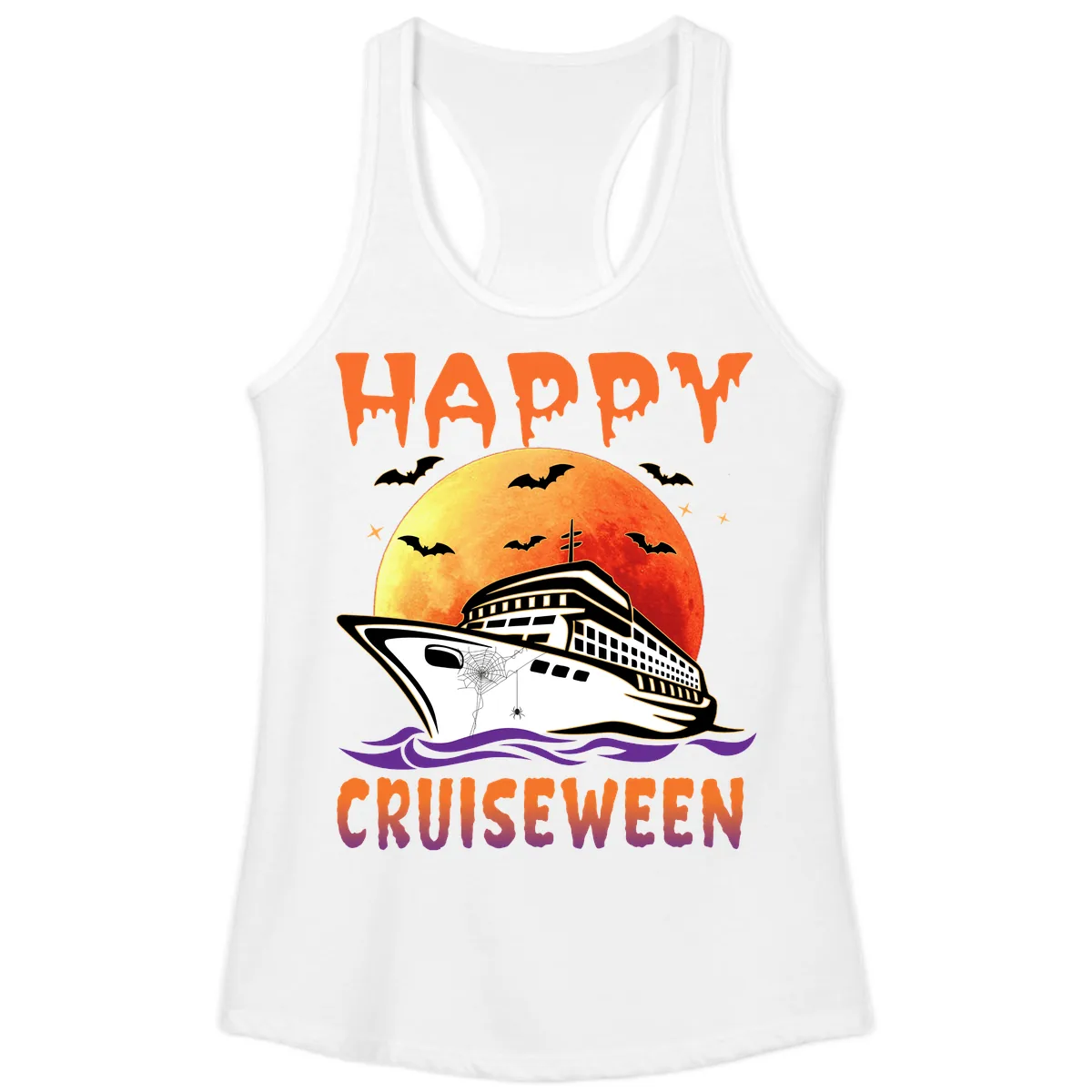 Happy Cruiseween Ladies Tank in White