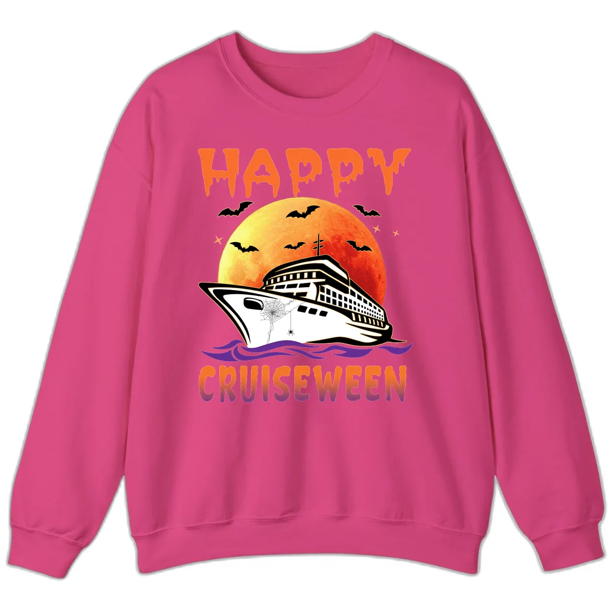 Happy Cruiseween Sweatshirt in Heliconia