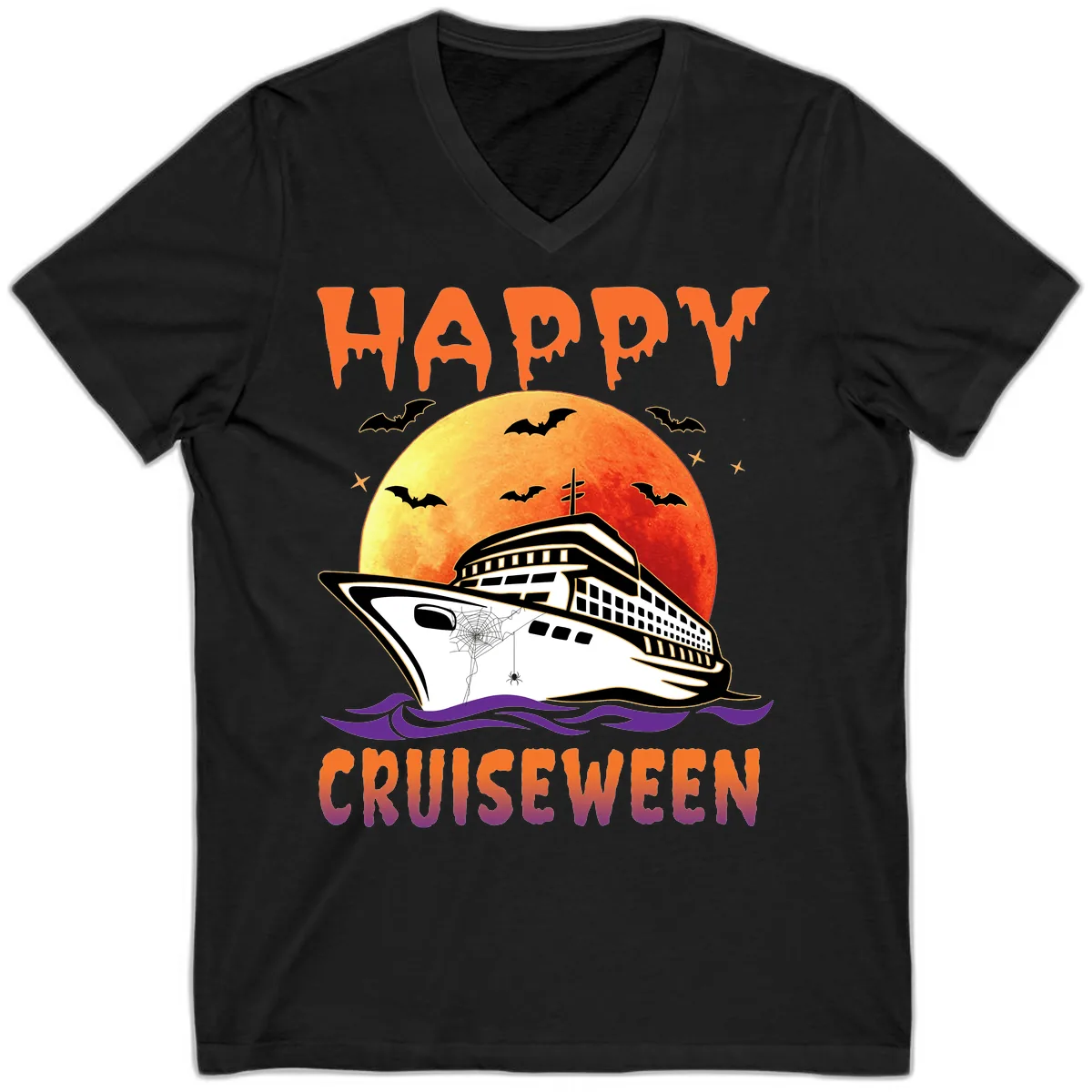 Happy Cruiseween V-Neck in Black
