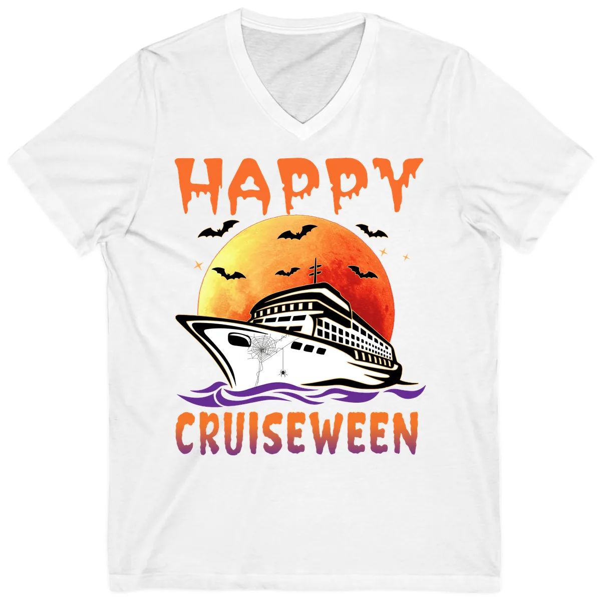 Happy Cruiseween V-Neck in White