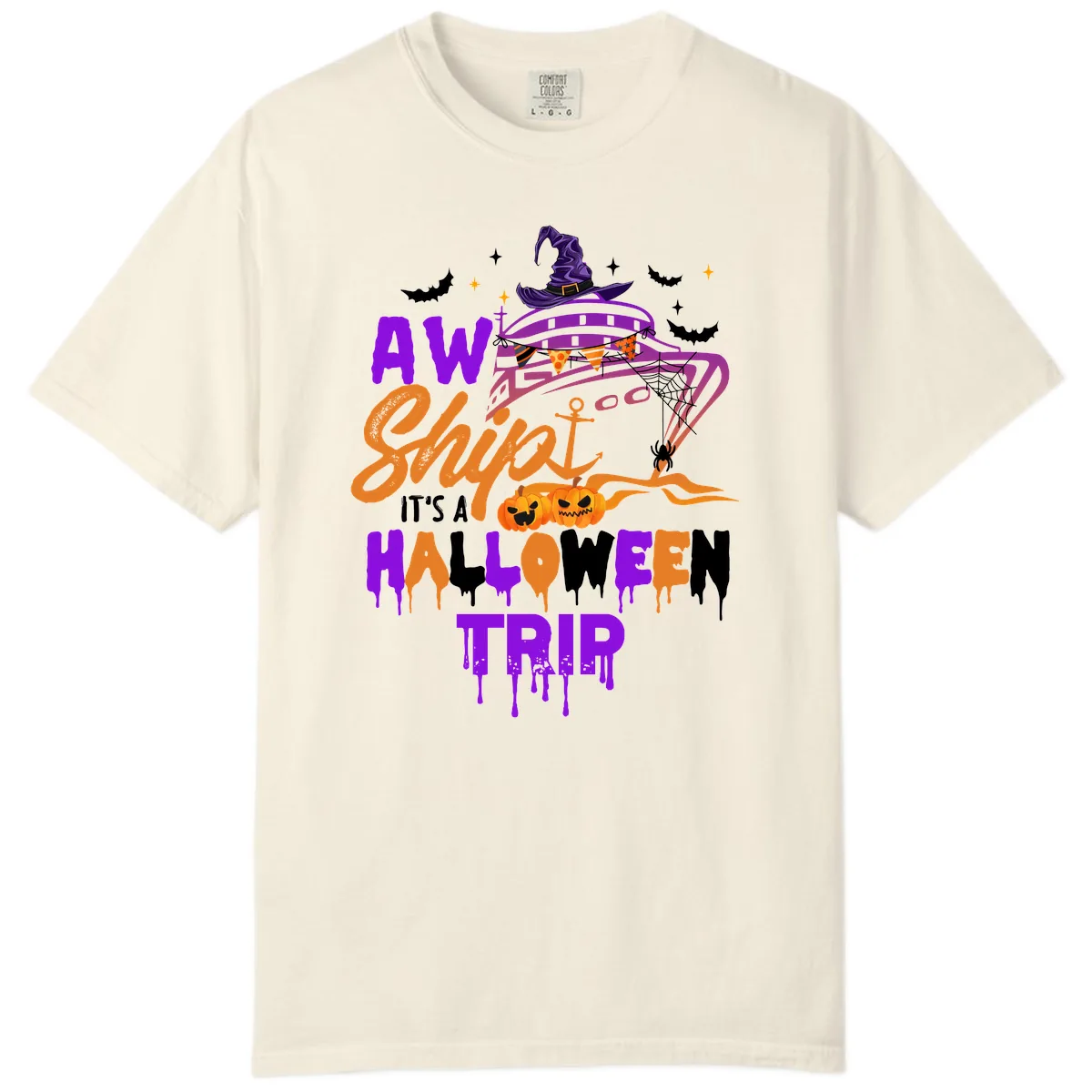 Aw Shiver Me Halloween Trip Comfort Color in Ivory